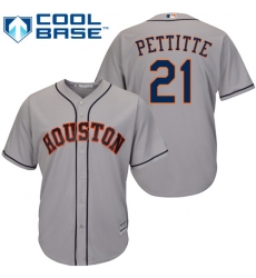 Youth Majestic Houston Astros #21 Andy Pettitte Authentic Grey Road Cool Base MLB Jersey