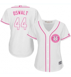Women's Majestic Houston Astros #44 Roy Oswalt Replica White Fashion Cool Base MLB Jersey