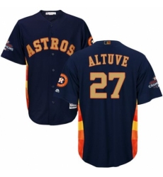Men's Majestic Houston Astros #27 Jose Altuve Replica Navy Blue Alternate 2018 Gold Program Cool Base MLB Jersey