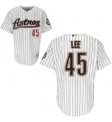 Men's Majestic Houston Astros #45 Carlos Lee Authentic White Strip MLB Jersey