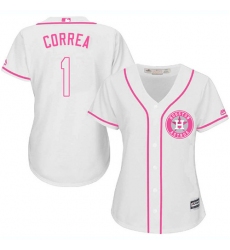 Women's Majestic Houston Astros #1 Carlos Correa Authentic White Fashion Cool Base MLB Jersey