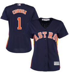 Women's Majestic Houston Astros #1 Carlos Correa Replica Navy Blue Alternate Cool Base MLB Jersey
