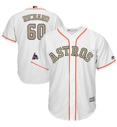 Youth Majestic Houston Astros #60 Dallas Keuchel Authentic White 2018 Gold Program Cool Base MLB Jersey