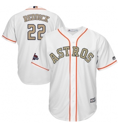 Men's Majestic Houston Astros #22 Josh Reddick Replica White 2018 Gold Program Cool Base MLB Jersey