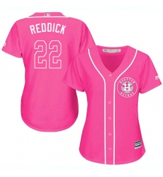 Women's Majestic Houston Astros #22 Josh Reddick Replica Pink Fashion Cool Base MLB Jersey