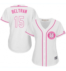 Women's Majestic Houston Astros #15 Carlos Beltran Authentic White Fashion Cool Base MLB Jersey