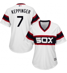 Women's Majestic Chicago White Sox #7 Jeff Keppinger Authentic White 2013 Alternate Home Cool Base MLB Jersey