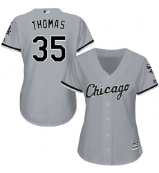 Women's Majestic Chicago White Sox #35 Frank Thomas Authentic Grey Road Cool Base MLB Jersey