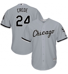 Youth Majestic Chicago White Sox #24 Joe Crede Authentic Grey Road Cool Base MLB Jersey