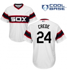 Youth Majestic Chicago White Sox #24 Joe Crede Authentic White 2013 Alternate Home Cool Base MLB Jersey