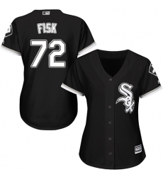 Women's Majestic Chicago White Sox #72 Carlton Fisk Authentic Black Alternate Home Cool Base MLB Jersey
