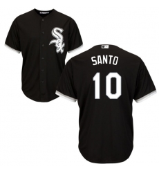 Men's Majestic Chicago White Sox #10 Ron Santo Replica Black Alternate Home Cool Base MLB Jersey