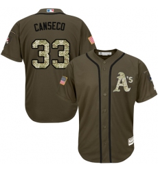 Men's Majestic Oakland Athletics #33 Jose Canseco Replica Green Salute to Service MLB Jersey