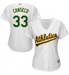 Women's Majestic Oakland Athletics #33 Jose Canseco Replica White Home Cool Base MLB Jersey