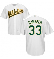Youth Majestic Oakland Athletics #33 Jose Canseco Replica White Home Cool Base MLB Jersey