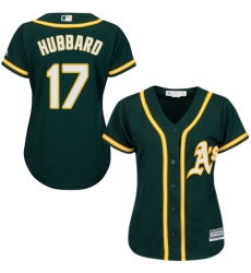 Women's Majestic Oakland Athletics #17 Glenn Hubbard Authentic Green Alternate 1 Cool Base MLB Jersey