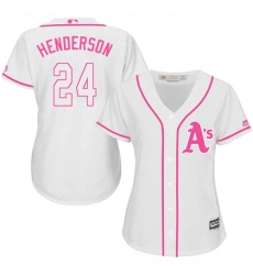Women's Majestic Oakland Athletics #24 Rickey Henderson Replica White Fashion Cool Base MLB Jersey