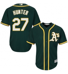Youth Majestic Oakland Athletics #27 Catfish Hunter Replica Green Alternate 1 Cool Base MLB Jersey