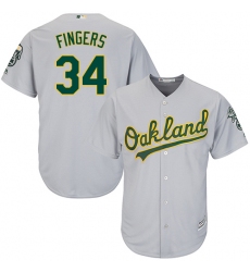 Youth Majestic Oakland Athletics #34 Rollie Fingers Authentic Grey Road Cool Base MLB Jersey