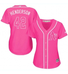 Women's Majestic Oakland Athletics #42 Dave Henderson Replica Pink Fashion Cool Base MLB Jersey
