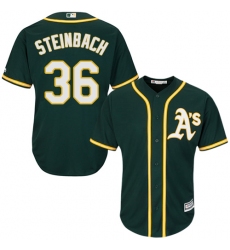 Youth Majestic Oakland Athletics #36 Terry Steinbach Replica Green Alternate 1 Cool Base MLB Jersey