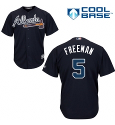 Youth Majestic Atlanta Braves #5 Freddie Freeman Authentic Blue Alternate Road Cool Base MLB Jersey