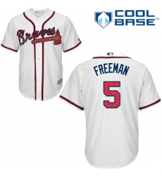Youth Majestic Atlanta Braves #5 Freddie Freeman Authentic White Home Cool Base MLB Jersey