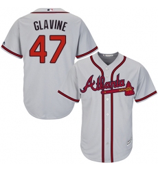 Men's Majestic Atlanta Braves #47 Tom Glavine Replica Grey Road Cool Base MLB Jersey