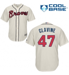 Youth Majestic Atlanta Braves #47 Tom Glavine Authentic Cream Alternate 2 Cool Base MLB Jersey