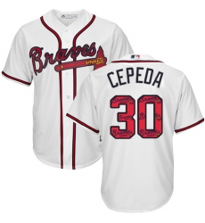 Men's Majestic Atlanta Braves #30 Orlando Cepeda Authentic White Team Logo Fashion Cool Base MLB Jersey