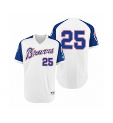 Men's Braves #25 Tyler Flowers White 1974 Turn Back the Clock Authentic Jersey