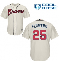 Youth Majestic Atlanta Braves #25 Tyler Flowers Replica Cream Alternate 2 Cool Base MLB Jersey