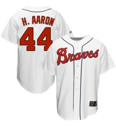 Men's Mitchell and Ness 1963 Atlanta Braves #44 Hank Aaron Authentic White Throwback MLB Jersey