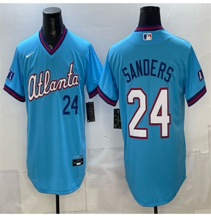 Men's Atlanta Braves #24 Deion Sanders Powder Blue 2026 City Connect Stadium Stitched Baseball Jersey