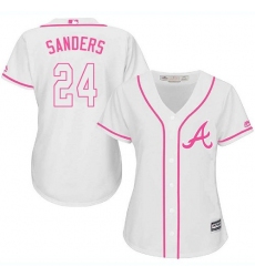 Women's Majestic Atlanta Braves #24 Deion Sanders Replica White Fashion Cool Base MLB Jersey