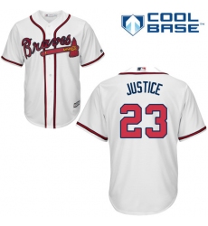 Men's Majestic Atlanta Braves #23 David Justice Replica White Home Cool Base MLB Jersey