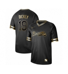 Men's Atlanta Braves #19 R.A. Dickey Authentic Black Gold Fashion Baseball Jersey