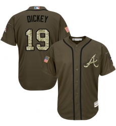 Men's Majestic Atlanta Braves #19 R.A. Dickey Authentic Green Salute to Service MLB Jersey