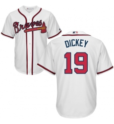 Youth Majestic Atlanta Braves #19 R.A. Dickey Replica White Home Cool Base MLB Jersey