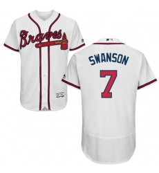 Men's Majestic Atlanta Braves #7 Dansby Swanson White Flexbase Authentic Collection MLB Jersey