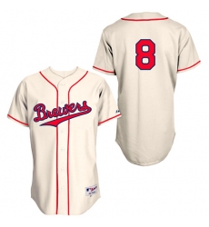 Men's Majestic Milwaukee Brewers #8 Ryan Braun Authentic Cream 1948 Turn Back The Clock MLB Jersey