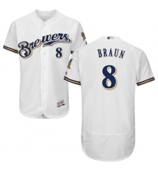 Men's Majestic Milwaukee Brewers #8 Ryan Braun White Alternate Flex Base Authentic Collection MLB Jersey