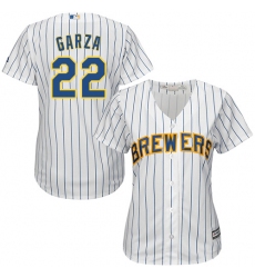 Women's Majestic Milwaukee Brewers #22 Matt Garza Replica White Alternate Cool Base MLB Jersey