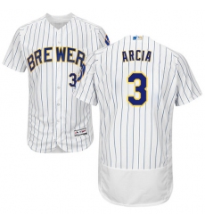 Men's Majestic Milwaukee Brewers #3 Orlando Arcia White/Royal Flexbase Authentic Collection MLB Jersey