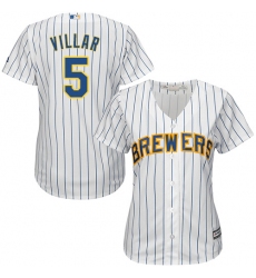 Women's Majestic Milwaukee Brewers #5 Jonathan Villar Replica White Alternate Cool Base MLB Jersey