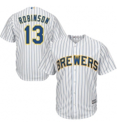 Youth Majestic Milwaukee Brewers #13 Glenn Robinson Authentic White Alternate Cool Base MLB Jersey