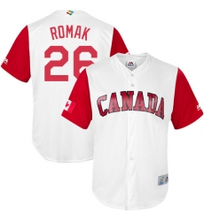 Men's Canada Baseball Majestic #26 Jamie Romak White 2017 World Baseball Classic Replica Team Jersey