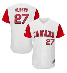 Men's Canada Baseball Majestic #27 Andrew Albers White 2017 World Baseball Classic Authentic Team Jersey