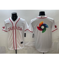 Men's Canada Baseball White 2026 World Baseball Classic Big Logo Home Stadium Stitched Jersey