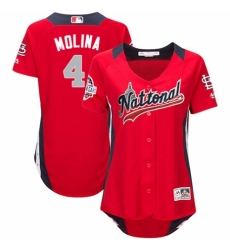 Women's Majestic St. Louis Cardinals #4 Yadier Molina Game Red National League 2018 MLB All-Star MLB Jersey